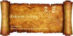 Kubina Erika névjegykártya